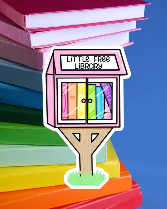 Little Free Library Pink Rainbow Sticker