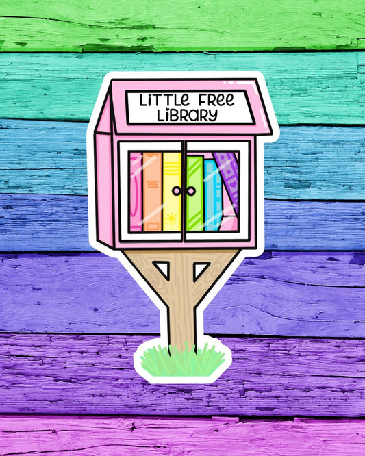 Little Free Library Pink Rainbow Sticker